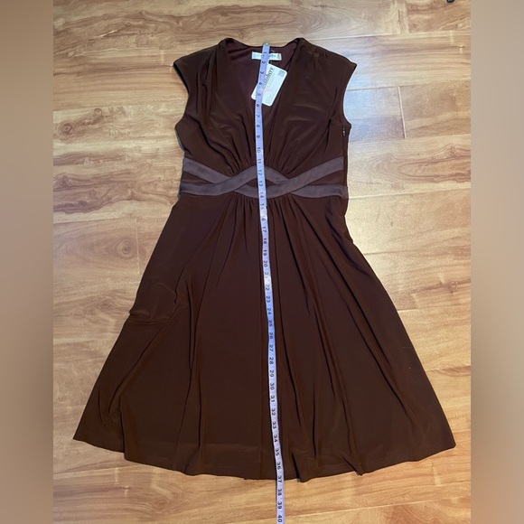 Y2k Brown on Brown Empire Waist Evan Picone Mini Dress Size 6 - Picture 9 of 10